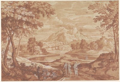 Paisaje arcádico con gente caminando de Jean François Millet (II)