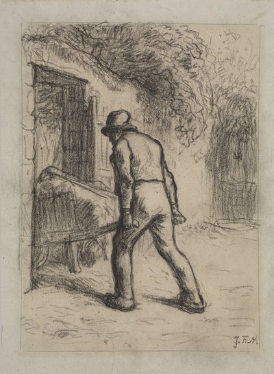 Estudio para Hombre con una Carretilla de Jean Francois Millet