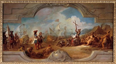 Cristóbal Colón en América (proyecto de pintura en el techo) de Jean François de Troy