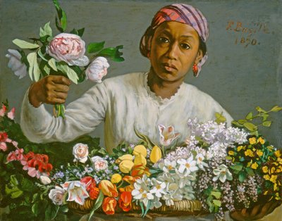 Joven con peonías, 1870 de Jean Frederic Bazille