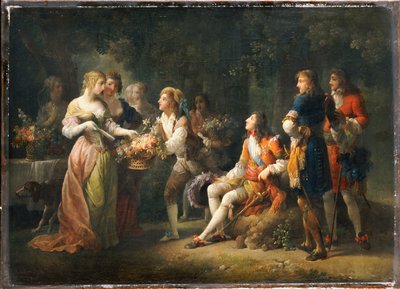 Luis XIV de Francia declarando su amor por Louise de la Valliere de Jean Frederic Schall