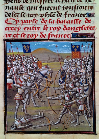 Batalla de Crecy, miniatura de las Crónicas de Froissart de Jean Froissart de Jean Froissart