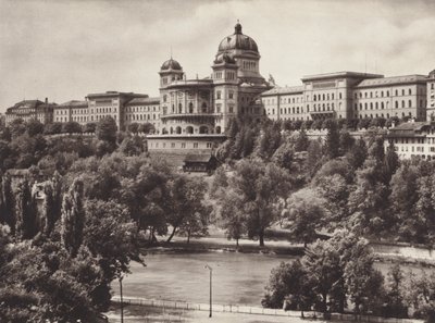 Suiza: Berna, el Palacio Federal Suizo (foto en blanco y negro) de Jean Gaberell