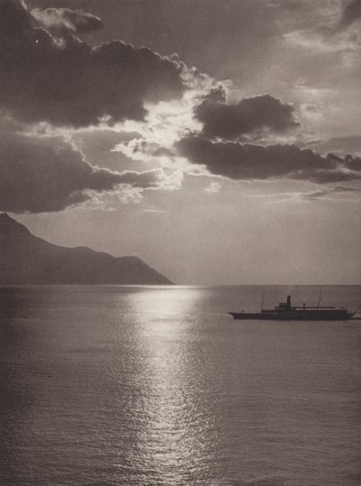 Suiza: Lago de Ginebra, al atardecer (foto en blanco y negro) de Jean Gaberell