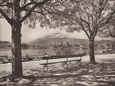 Suiza: Lucerna, con el Monte Pilatus (foto b/n) de Jean Gaberell