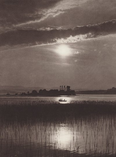 Suiza: El lago de Zúrich, al atardecer (foto en blanco y negro) de Jean Gaberell
