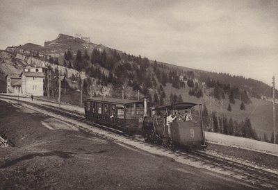 Vitznau Rigi Kulm, ferrocarril de cremallera (foto b/n) de Jean Gaberell
