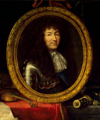 Retrato de Luis XIV Rey de Francia, Protector de las Artes y las Ciencias (detalle) de Jean Garnier
