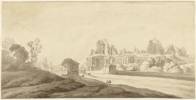 Vista de las ruinas del palacio del Palatino en Roma de Jean Grandjean (attributed to)