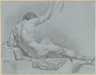 Desnudo masculino recostado, medio sentado apoyado en el brazo izquierdo de Jean Grandjean