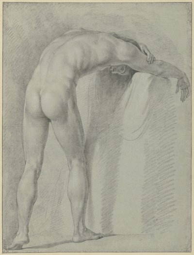 Hombre desnudo de pie, encorvado, visto desde atrás de Jean Grandjean