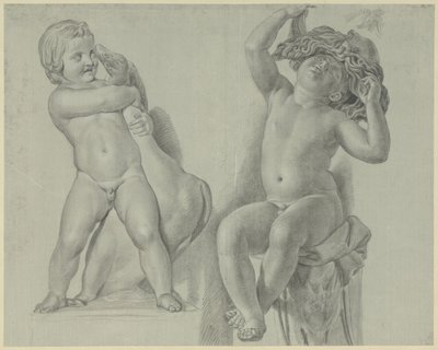 Dos estudios de esculturas infantiles de Jean Grandjean