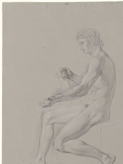 Desnudo masculino sentado, mirando a la izquierda de Jean Grandjean