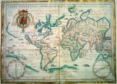 Mapa hidrográfico universal. Manuscrito de Jean Guerard, geógrafo francés. 1734. parís, B.N. de Jean Guerard