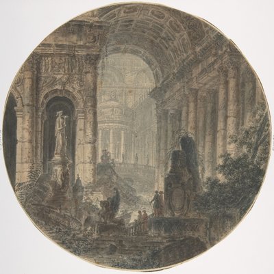 Fantasía arquitectónica, siglo XVIII de Jean Henri Alexandre Pernet.