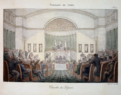 La Cámara de Diputados en sesión - en “Pinturas de París” de Marlet de Jean Henri Marlet