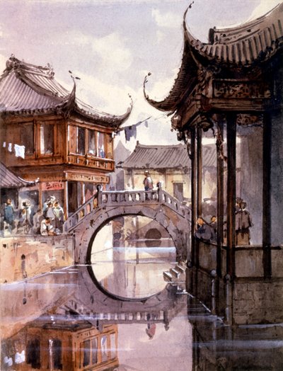 Vista de Shanghái, China, c. 1860 de Jean Henri Zuber