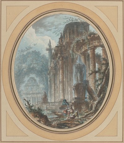Capricho de jardín con ruinas antiguas de Jean Henry Alexandre Pernet