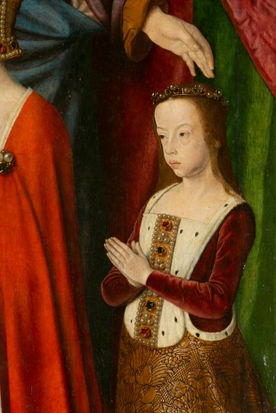 Suzanne de Bourbon (detalle). Tríptico del maestro de Moulins de Jean Hey
