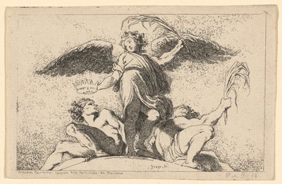 Ángel sosteniendo una palma y una corona de Jean Honoré Fragonard after Annibale Carracci