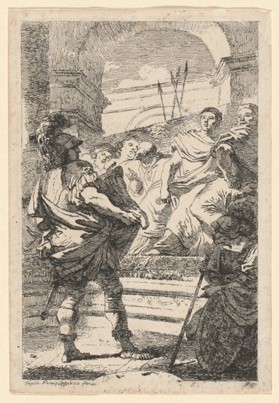 Mucio Escévola de Jean Honoré Fragonard after Giovanni Battista Tiepolo