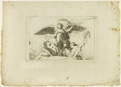 Ángel sosteniendo una palma y una corona de Jean Honore Fragonard