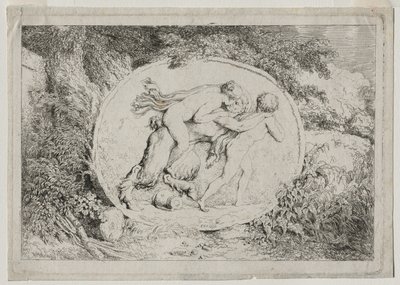 Bacanales: Ninfa a horcajadas sobre un sátiro, 1763 de Jean Honore Fragonard