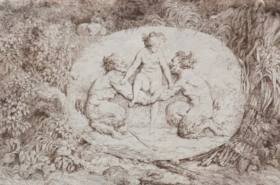 Bacanales: Ninfa sostenida por dos sátiros de Jean Honore Fragonard