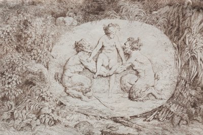 Bacanales: Ninfa sostenida por dos sátiros, 1763 de Jean Honore Fragonard