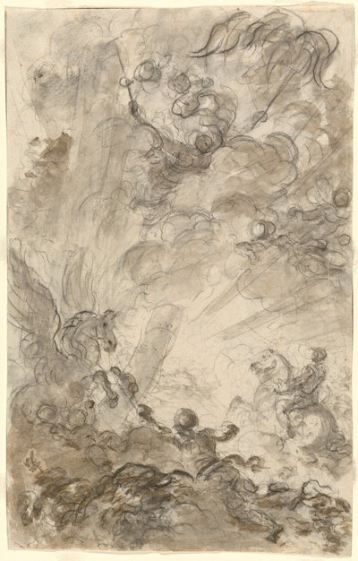 Bradamante intenta atrapar al hipogrifo (recto) de Jean Honore Fragonard
