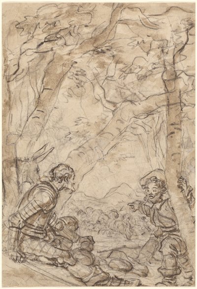 Don Quijote y Sancho Panza presencian el ataque a Rocinante de Jean Honore Fragonard