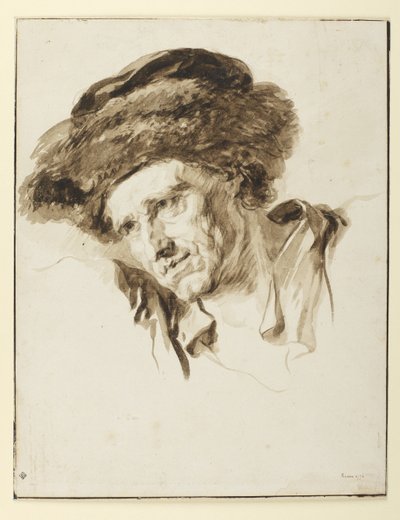Cabeza de un hombre con gorro de piel, 1774 de Jean Honore Fragonard