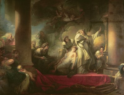 El sumo sacerdote Coresus sacrificándose para salvar a Callirhoe, escena de 