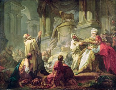 Jeroboam sacrificando al becerro de oro, 1752 de Jean Honore Fragonard
