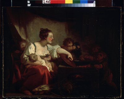 ""La familia pobre"" (La familia pobre) Pintura de Jean Honore Fragonard (1732-1806) 1760-1762 Museo Pushkin, Moscú de Jean Honore Fragonard