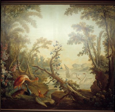 Letrero del salón Marteau: paisaje de cisne. Jean Baptiste Huet (1745-1811) y Jean Honoré Fragonard (1732-1806) de Jean Honore Fragonard