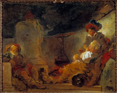 Escena nocturna llamada el Sueño del Mendigo de Jean Honore Fragonard