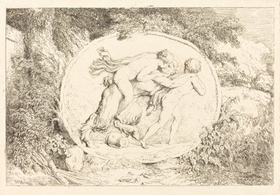 Ninfa a horcajadas sobre un sátiro de Jean Honore Fragonard