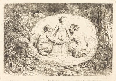 Ninfa sostenida por dos sátiros (Nymphe s