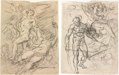 Orfeo y Eurídice (anverso); Estudios de figuras (verso) de Jean Honore Fragonard