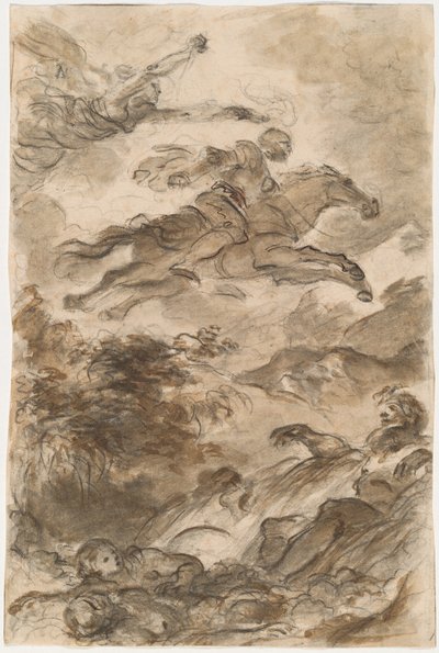 Rinaldo, montado en Baiardo, persigue a Angélica de Jean Honore Fragonard