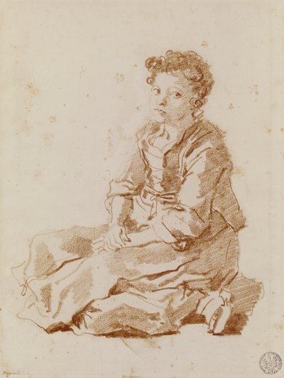 Niña pequeña sentada en el suelo de Jean Honore Fragonard