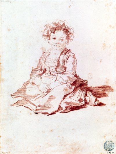 Niña pequeña sentada en el suelo de Jean Honore Fragonard