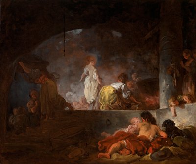 Las lavanderas, c.1756-61 (óleo sobre lienzo) de Jean Honore Fragonard