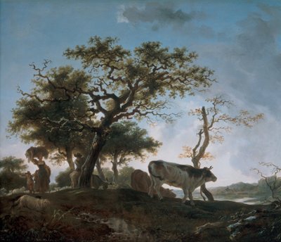Una joven y un pastor al frente de sus rebaños de Jean Honore Fragonard