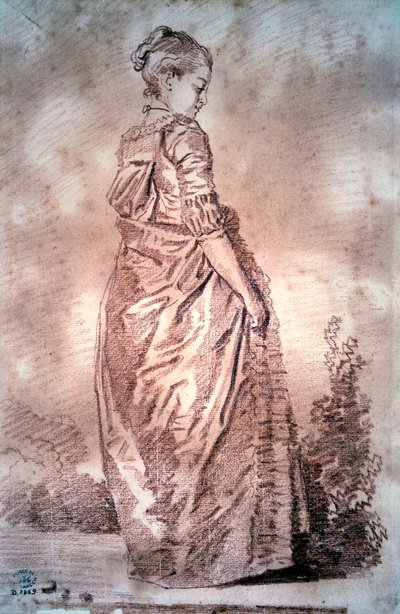 Joven mujer caminando de Jean Honore Fragonard