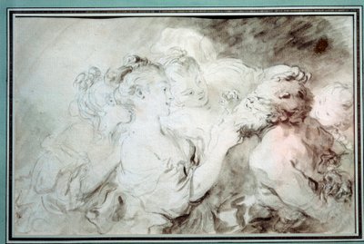 Jóvenes luchando con un sátiro de Jean Honore Fragonard