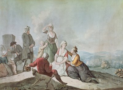Voltaire conversando con los campesinos en Ferney de Jean Huber