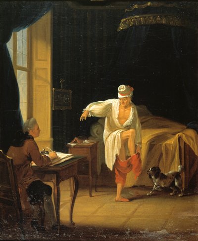 Voltaire levantándose en Ferney, ca 1772 de Jean Huber