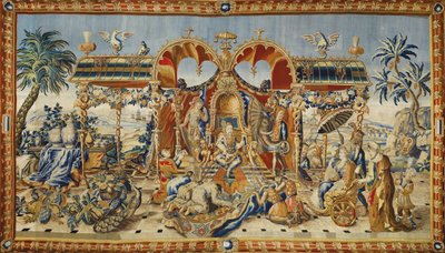 La audiencia del emperador chino. Tapiz de Jean II Barraband (activo en el siglo XVIII), lana-seda e hilos de oro y plata, hacia 1715. Arte francés de Jean II Barraband